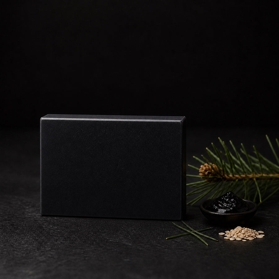 Black Timber Pine Tar cold-process soap, straight-on